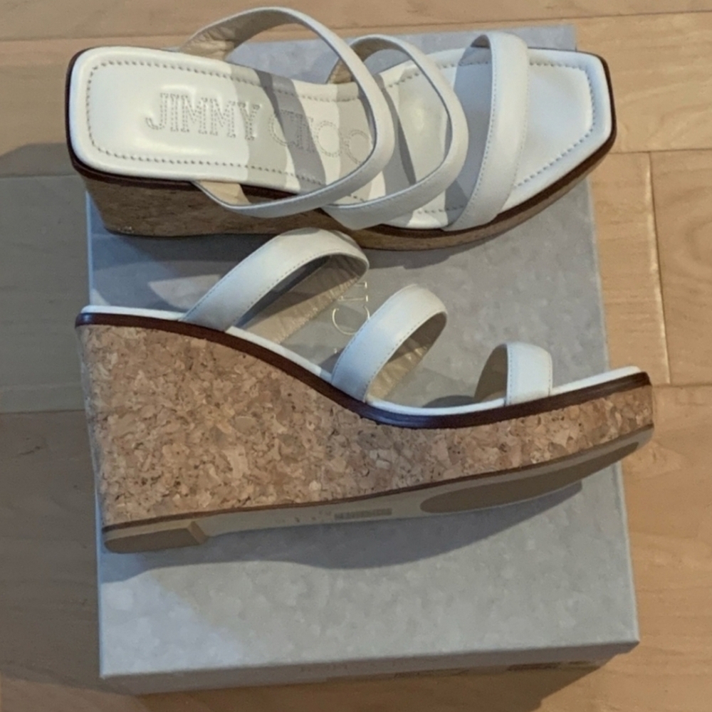 USED Like New Jimmy Choo Women's White Strappy Sandals - Picture 5 of 9